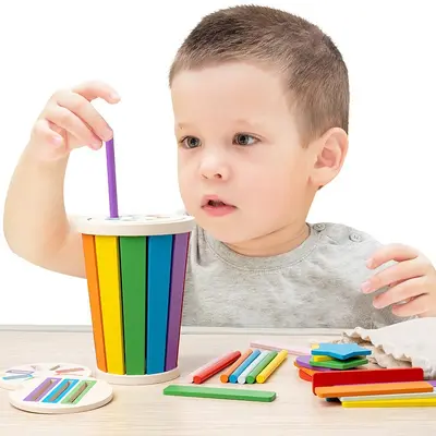 Ahşap Renk ve Şekil Eşleştirme Kutusu, Montessori Bebek Erken Eğitim Oyuncağı - 5