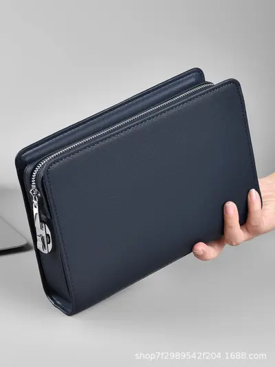 Crocodile Pattern Men's Long Wallet, Zipper, Combination Lock, Multi-Card Slots - 4