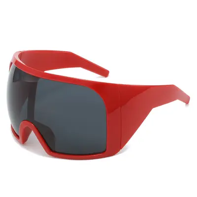 Large-Frame Wraparound Sunglasses for Women and Men, Futuristic One-Piece Shield - 3