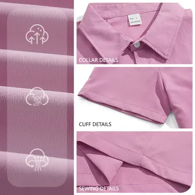 Men's Short-Sleeve Shirt and Shorts Set, Solid Color, Summer - 4