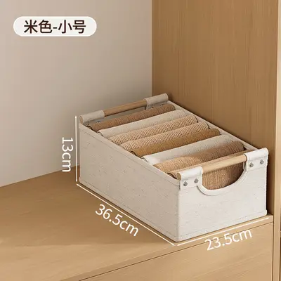 Faltbare Stoff-Aufbewahrungsbox mit Holzgriff für Kleidung - 6