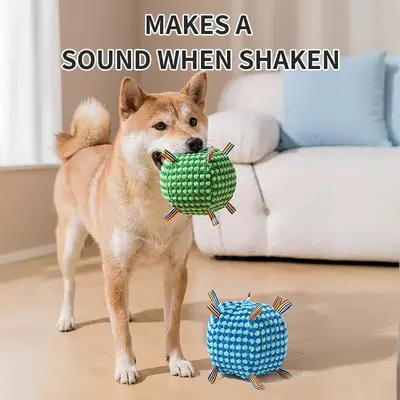 Dog toy with bell ball, sound-making, durable, plush