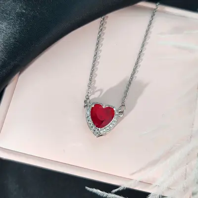 Popular single arrow heart pendant in Europe and America Valentine's Day red zirconium love sword pendant titanium steel bridge bone chain cross-border jewelry - 8