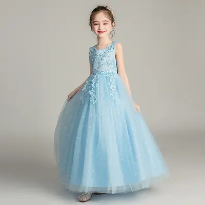 Mädchen-Prinzessinnenkleid aus Tüll, langes Modell, Größe 3-15 Jahre