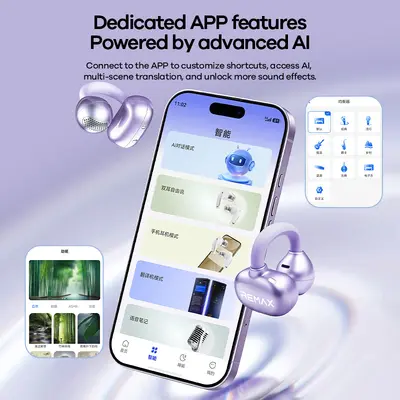 REMAX Açık Tip Kulak Klipsi Bluetooth Kulaklık AI Akıllı Çeviri OWS Kulak İçine Girmeden Gerçek Kablosuz Kulaklık W29AI