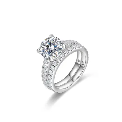 925 Silver 18K Gold 3 Carat Moissanite Ring Women