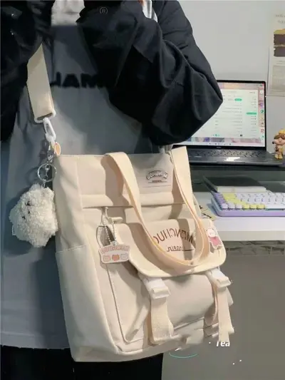 ins çok yönlü tiki tarzı crossbody çanta ders çantası büyük kapasiteli tote çanta omuz çantası kız öğrenci sınıf iş elbisesi çantası