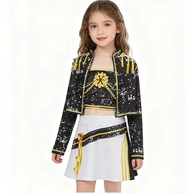 K-POP Star Cosplay Costume, Black Stage Performance Outfit - 8