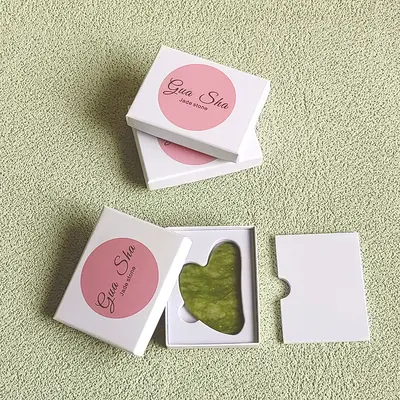 Wholesale Jade Roller Massage Kit Gift Box with Heaven and Earth Lid Gua Sha Board Box Sheep Horn Shaped Gua Sha White Packaging - 7