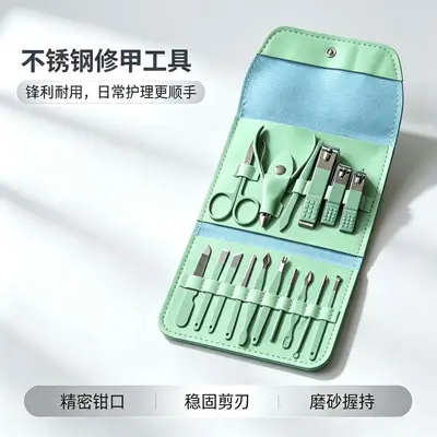 现货指甲刀套装16件套修甲护理专用指甲剪指甲钳便携折叠美甲工具 - 3