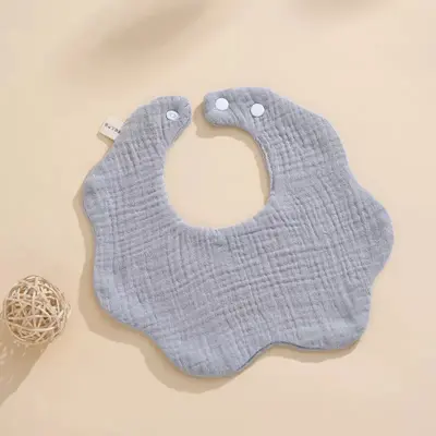 Kırışık Dokulu Bebek Önlüğü 6 Katmanlı %100 Pamuk Düz Renk Nefes Alan Ağız Kurulama Bezi Kusma Bezi Küçük Önlük Çocuk Bebek Önlüğü - 7