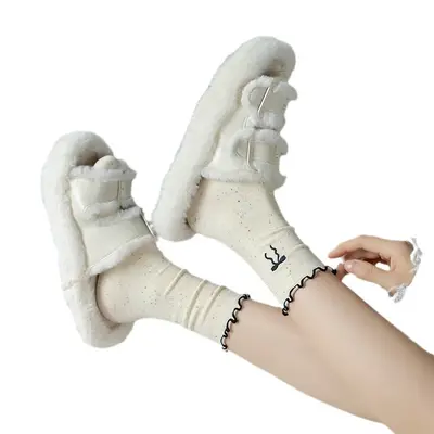 Women's Bow Ruffled Long Socks, Japanese Style