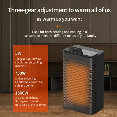 Desktop Fan Heater with PTC and Graphene, Fast Heating, Quiet - 4
