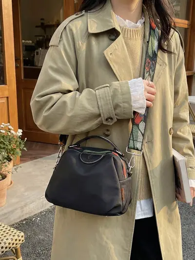 Women's Canvas Crossbody Bag, Waterproof Large Capacity Shell Bag - 4