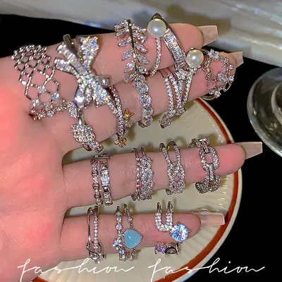 Pearl Zircon Butterfly Ring for Women, Couple Ring - 3