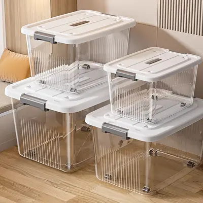 Clear storage box with lid and handles