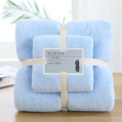 Manufacturer wholesale coral velvet towel bath towel gift set thickened mother-in-law towel set with printed logo - 9