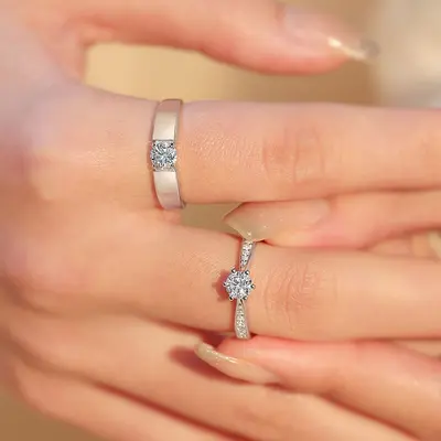 Hochkarbon-Diamantring, Paarring, versilbert - 5