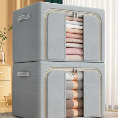 Faltbare Organizer-Box mit Stahlrahmen, transparent, Kleidungsaufbewahrung - 8