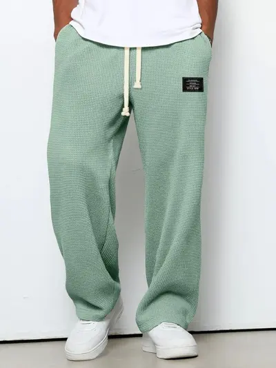 Herren-Waffelhose, gerade geschnittene Jogginghose, locker, Frühling/Herbst - 13