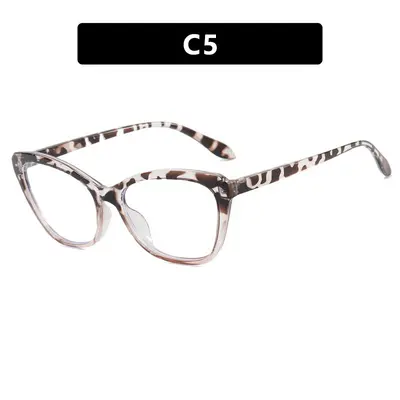 Cat-Eye Frame Plain Lens Glasses for Everyday Wear - 10