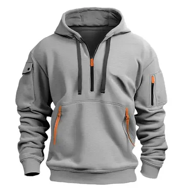 Sınır ötesi ihracat Avrupa boyutu ilkbahar ve sonbahar erkek sweatshirt kapüşonlu fermuarlı çok cepli kazak erkek spor günlük ceket - 9