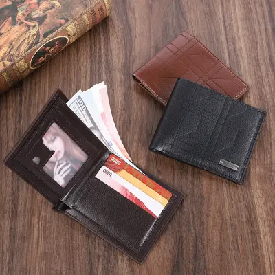 Young Men's Wallet, Geometric Pattern, Ultra-Thin Short Model, Large Capacity - 3