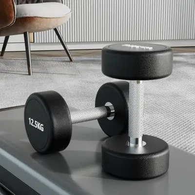 Erkekler için evde fitness için saf çelik dambıl seti kombinasyonu Kadınlar için hepsi bir arada spor salonu ticareti için 50 kg kauçuk kaplı dambıl çifti - 10