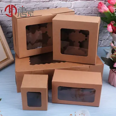 Cake Box, Muffin Box, Paper Pastry Packaging Box, 1/2/4/6/12 Pieces - 3