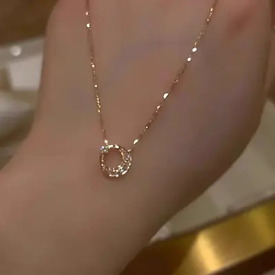 Sonne Mond Stern Halskette Damen Elegant Zirkonia Edelstahl - 4