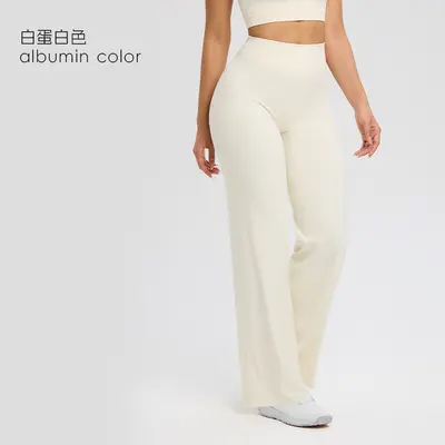 Damen-Yogahose, lang, hohe Taille, gerades Bein, locker geschnitten - 10