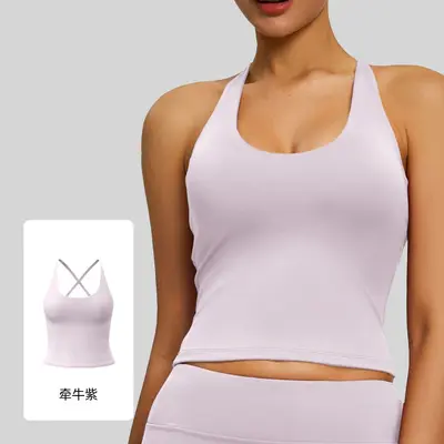 Tight-Fit Matte Yoga Tank Halter Neck Open Back Quick-Dry Sports Bra - 10