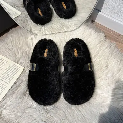 Women's Plush Closed-Back Slippers, Anti-Slip, Autumn/Winter - 9