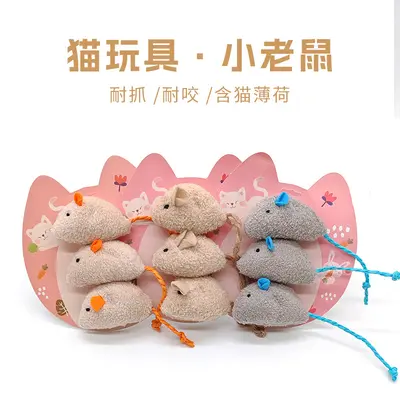 Cat Toy Set with Catnip, Cat Grass and Plush Mice in Gift Box - 4