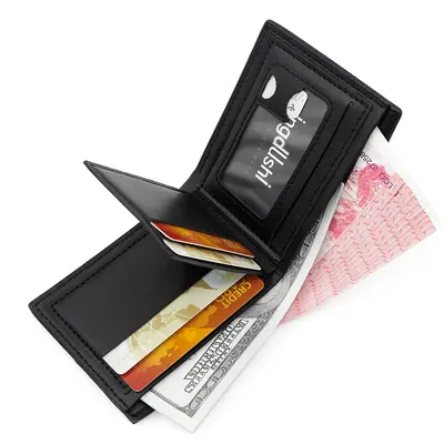 Men's Short Wallet, Multi-Card Slots, Slim Leather - 4