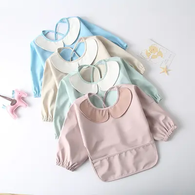 Langarm-Esslätzchen aus PU für Babys, wasserdicht, für Kinder