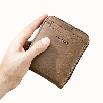 CarrKen Herren-Kurzbrieftasche mit Reißverschluss und Kartenetui