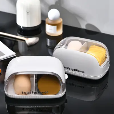 Kosmetik-Aufbewahrungsbox, transparent, mit Fächern - 3