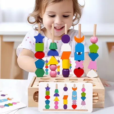 Children's Educational Bead Stringing and Shape Matching Toy - 2