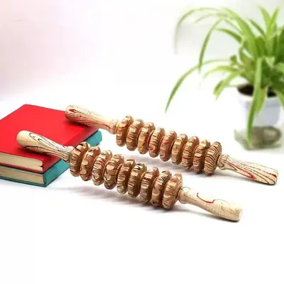 Ahşap kas gevşeme topuz masajı rulo spor meridyen yoga sopa zayıflama bacak servikal omurga rulo masaj sopası - 5