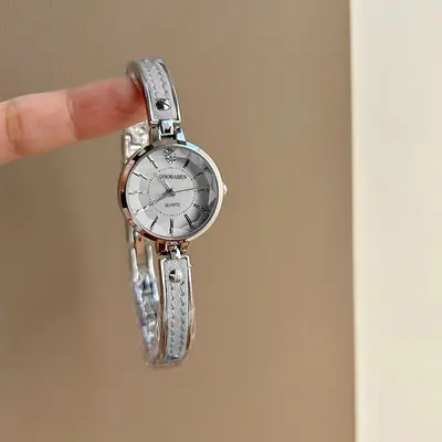 Gubosen Armband-Damenuhr mit rosa Lederarmband - 1