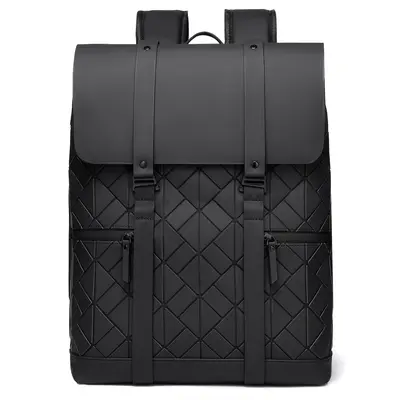 Men's Diamond-Quilted Backpack, Large Capacity, Laptop Compartment - 7
