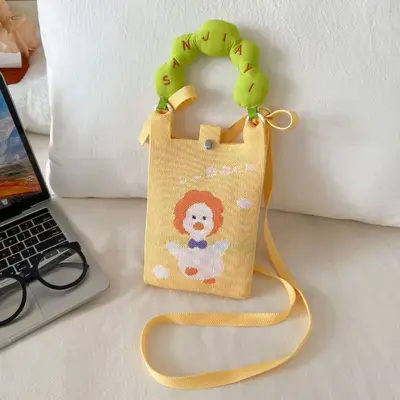Neue süße Damen-Minibag, vielseitige und modische Handytasche, Cartoon-Stricktasche, Schulterbag, Crossbodybag