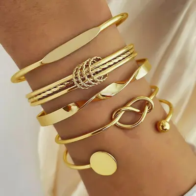 Hammerschlag-Armband-Set mit Herz-Design, offene Manschette - 13