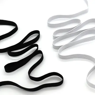 Dar yassı elastik şerit, siyah beyaz, 0,3 cm - 1 cm - 6
