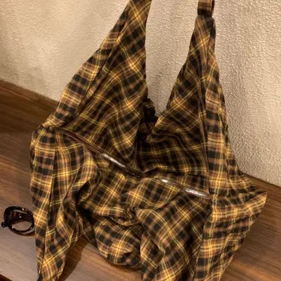 Retro Plaid Canvas Backpack for Women, Large Capacity, 2025 Model