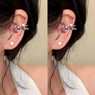 Серьги-клипсы без прокола с цирконами для женщин - 12