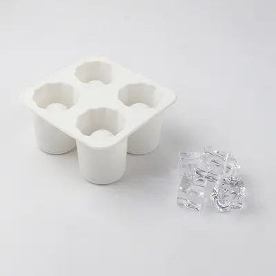 Vierlöchrige Eiswürfelform aus Silikon, zylindrische Eiswürfelform für Wasserglas, Cola-Eiswürfel, Whisky-Eiswürfelform, Topf-Schleifwerkzeug - 7
