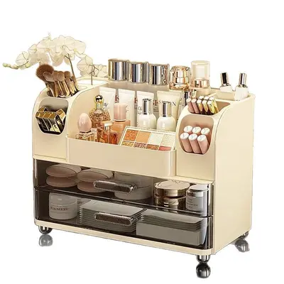 Desktop cosmetics storage box with mirror design