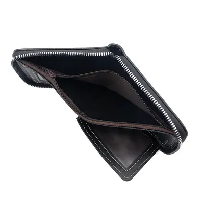 Men's Short Zipper Wallet with Multiple Card Slots and Coin Pocket - 4